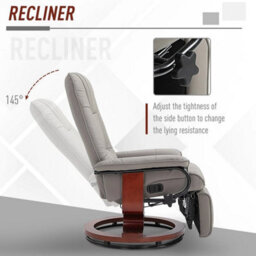 Ergonomic Recliner Sofa Chair Pu Leather Armchair Lounger With Footrest, Grey - thumbnail 3