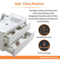 Plum&clay Eden Gloss White Wall Hung Vanity Unit With Resin Basin (W)900mm - thumbnail 5
