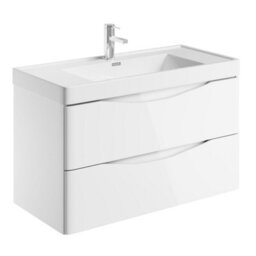 Plum&clay Eden Gloss White Wall Hung Vanity Unit With Resin Basin (W)900mm - thumbnail 4