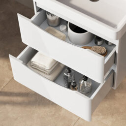 Plum&clay Eden Gloss White Wall Hung Vanity Unit With Resin Basin (W)900mm - thumbnail 3