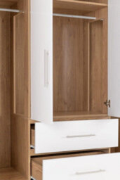 Seconique Seville 4 Door 2 Drawer Wardrobe White High Gloss And Light Oak Effect Veneer - thumbnail 6