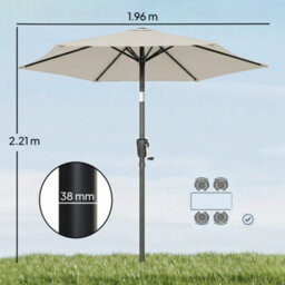 Outsunny Garden Parasol, 2M Outdoor Table Parasol Umbrella With Tilt - thumbnail 3