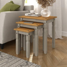 3-Piece Nest Of Grey Coffee Side Tables Wax Mexican - thumbnail 4
