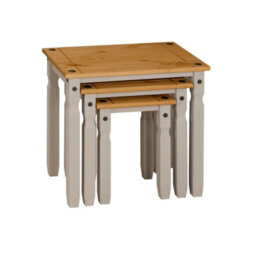 3-Piece Nest Of Grey Coffee Side Tables Wax Mexican - thumbnail 3
