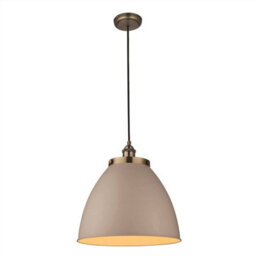 Luminosa Lighting Luminosa Franklin 33Cm Dome Pendant Satin Taupe, Antique Brass Plate, E27