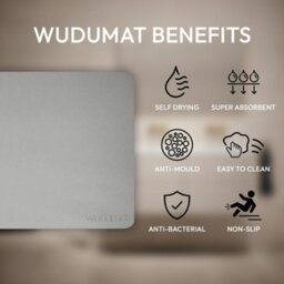 Wudumat - Pastel Grey - Diatomite Stone Mat - Diatomaceous Earth Bath Mat - 60X39Cm - thumbnail 3