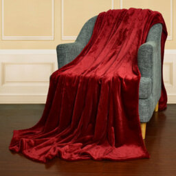 Ehc Super Soft Fluffy Snugly Solid Flannel Fleece Throws For Sofa Bed Blankets, Wine 150 Cm X 200 Cm - thumbnail 4