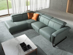 Angel Cerda Left Chaise Longue Relax Sofa In Turquoise Green Leather - thumbnail 7