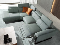 Angel Cerda Left Chaise Longue Relax Sofa In Turquoise Green Leather - thumbnail 6