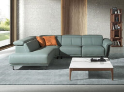 Angel Cerda Left Chaise Longue Relax Sofa In Turquoise Green Leather - thumbnail 3