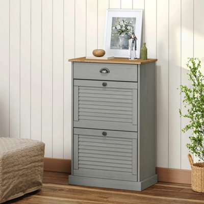 Berkfield Shoe Cabinet Vigo 60X35X96 Cm Grey Solid Wood Pine - image 1