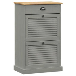 Berkfield Shoe Cabinet Vigo 60X35X96 Cm Grey Solid Wood Pine - thumbnail 2