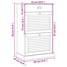 Berkfield Shoe Cabinet Vigo 60X35X96 Cm Grey Solid Wood Pine - thumbnail 9