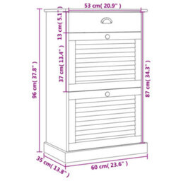 Berkfield Shoe Cabinet Vigo 60X35X96 Cm Grey Solid Wood Pine - thumbnail 8