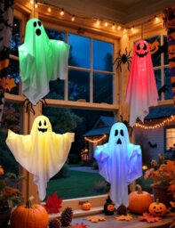 Halloween Decorations Outdoor - 2Pcs Halloween Hanging Light Up Ghost, Outdoor Spooky Decorations For Yard Tree Lawn Garden Party - thumbnail 7