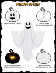 Halloween Decorations Outdoor - 2Pcs Halloween Hanging Light Up Ghost, Outdoor Spooky Decorations For Yard Tree Lawn Garden Party - thumbnail 4