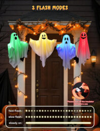 Halloween Decorations Outdoor - 2Pcs Halloween Hanging Light Up Ghost, Outdoor Spooky Decorations For Yard Tree Lawn Garden Party - thumbnail 3