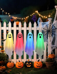 Halloween Decorations Outdoor - 2Pcs Halloween Hanging Light Up Ghost, Outdoor Spooky Decorations For Yard Tree Lawn Garden Party - thumbnail 6