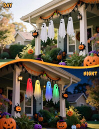 Halloween Decorations Outdoor - 2Pcs Halloween Hanging Light Up Ghost, Outdoor Spooky Decorations For Yard Tree Lawn Garden Party - thumbnail 5