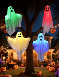 Halloween Decorations Outdoor - 2Pcs Halloween Hanging Light Up Ghost, Outdoor Spooky Decorations For Yard Tree Lawn Garden Party - thumbnail 1