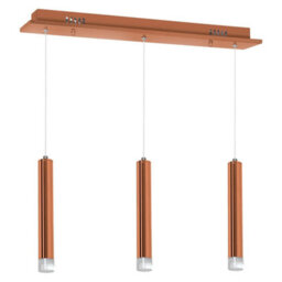 Milagro Copper Designer 15W Led Triple Pendant Copper / Rose Gold Industrial Chic Cylindrical Shape - thumbnail 7