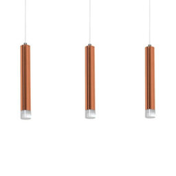 Milagro Copper Designer 15W Led Triple Pendant Copper / Rose Gold Industrial Chic Cylindrical Shape - thumbnail 3