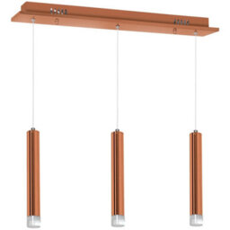 Milagro Copper Designer 15W Led Triple Pendant Copper / Rose Gold Industrial Chic Cylindrical Shape - thumbnail 2