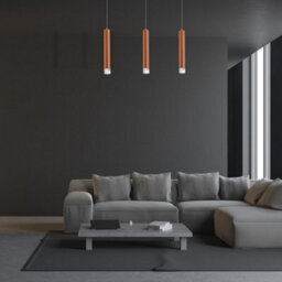 Milagro Copper Designer 15W Led Triple Pendant Copper / Rose Gold Industrial Chic Cylindrical Shape - thumbnail 1