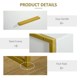 Wyld Haus Fimase Set Of 2 White Bedside Tables With Drawer And Shelf, Gold-Tone Frame, Medium. - thumbnail 6