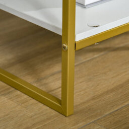 Wyld Haus Fimase Set Of 2 White Bedside Tables With Drawer And Shelf, Gold-Tone Frame, Medium. - thumbnail 8