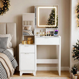 Dressing Table With Drawers Mirror Stool Set Makeup Desk Vanity Table - thumbnail 6