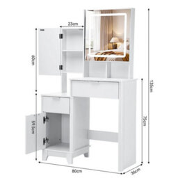 Dressing Table With Drawers Mirror Stool Set Makeup Desk Vanity Table - thumbnail 2