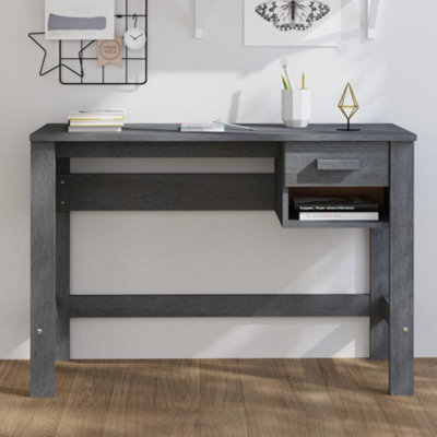 Berkfield Desk Dark Grey 110X40X75 Cm Solid Wood Pine - image 1