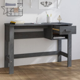 Berkfield Desk Dark Grey 110X40X75 Cm Solid Wood Pine - thumbnail 3