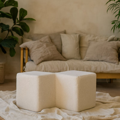 Wyld Haus Sarlat White Bouclé Twin Footstool - image 1