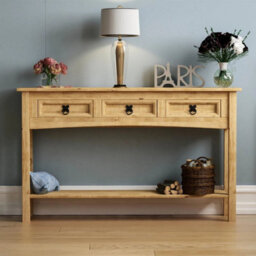 Console Table 3 Drawer With Shelf Hallway Pine By Home - thumbnail 3