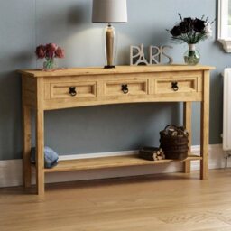 Console Table 3 Drawer With Shelf Hallway Pine By Home - thumbnail 1
