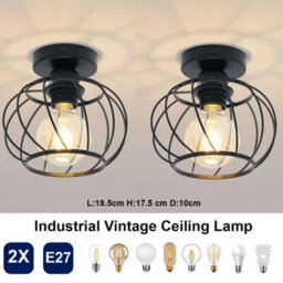 2X Ceiling Light Retro Lamp Metal Chandeliers Modern Pendant Lamp Bedroom E27 - thumbnail 3