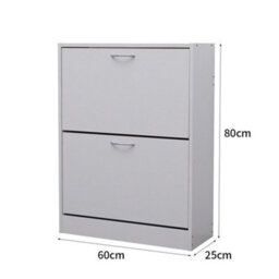 Avc Designs 2 Drawer Shoe Storage Cabinet Wooden Freestanding Footwear Rack Unit For Hallway Or Entryway (White) - thumbnail 8
