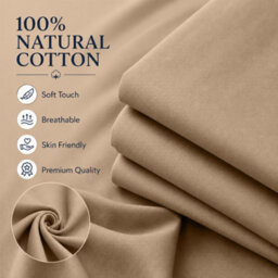 Moonlight Bedding 100% Cotton Hotel Quality Flat Bed Sheet, Beige Top Sheet For  Guest House, Spa & Airbnb(Super King, 270X310 Cm) - thumbnail 2