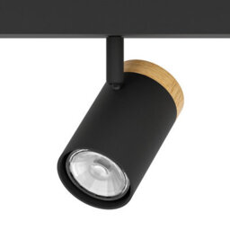 Eglo Cartagena Steel And Wood Led Warm White Adjustable 3-Light Spotlight, Black And Brown - thumbnail 3
