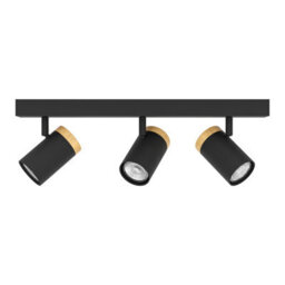Eglo Cartagena Steel And Wood Led Warm White Adjustable 3-Light Spotlight, Black And Brown - thumbnail 2