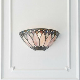 Tiffany Glass Wall Light Cream & Textured Deco Shade Interior Sconce I00241 - thumbnail 4