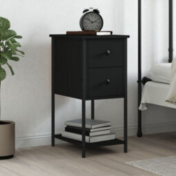 Berkfield Bedside Cabinet Black 32X42X70 Cm Engineered Wood - thumbnail 1