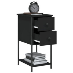 Berkfield Bedside Cabinet Black 32X42X70 Cm Engineered Wood - thumbnail 4