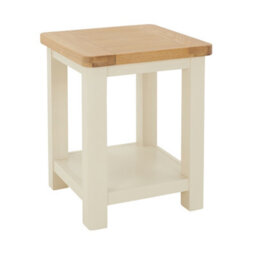 The Furniture Market Marbury Cream Painted Lamp Table Wooden Side Table With Shelf Whitewash Oak Top Modern Country Styling - thumbnail 4