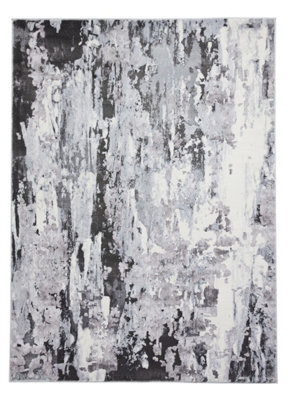 Grey Abstract Rug, Turkish Rug With 8mm Thickness, Modern Grey Rug For Bedroom, Livingroom, & Diningroom-120Cm X 170Cm - image 1