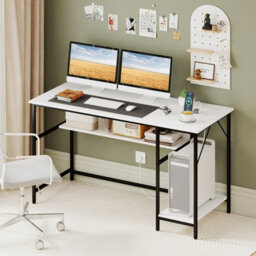 Gainoom 140 X 60 Cm Computer Desk W/ Charging Station Home Office Pc Desk W/ 4 Power Outlets & 2 Usb Ports - thumbnail 4