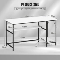 Gainoom 140 X 60 Cm Computer Desk W/ Charging Station Home Office Pc Desk W/ 4 Power Outlets & 2 Usb Ports - thumbnail 2