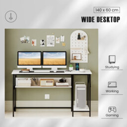 Gainoom 140 X 60 Cm Computer Desk W/ Charging Station Home Office Pc Desk W/ 4 Power Outlets & 2 Usb Ports - thumbnail 7